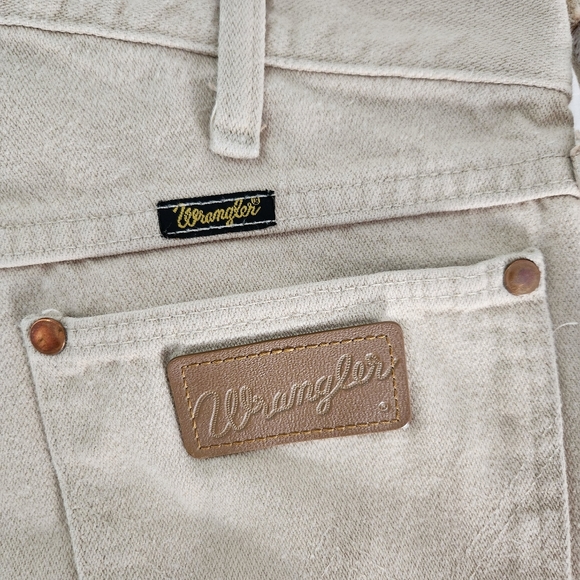 *SOLD* Wrangler Cowboy Cut Tan Khaki Twill High Rise Straight Leg Jeans Size 29 - Picture 5 of 6